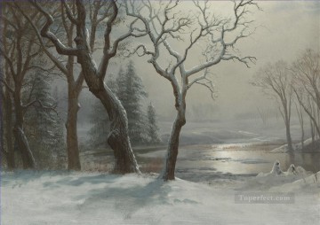 Paisajes Painting - INVIERNO EN YOSEMITE Paisaje nevado del americano Albert Bierstadt